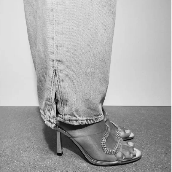 Zara Sparkly Heeled Vinyl Sandals. Size 7.5 NWT EU 38 - Picture 6 of 13